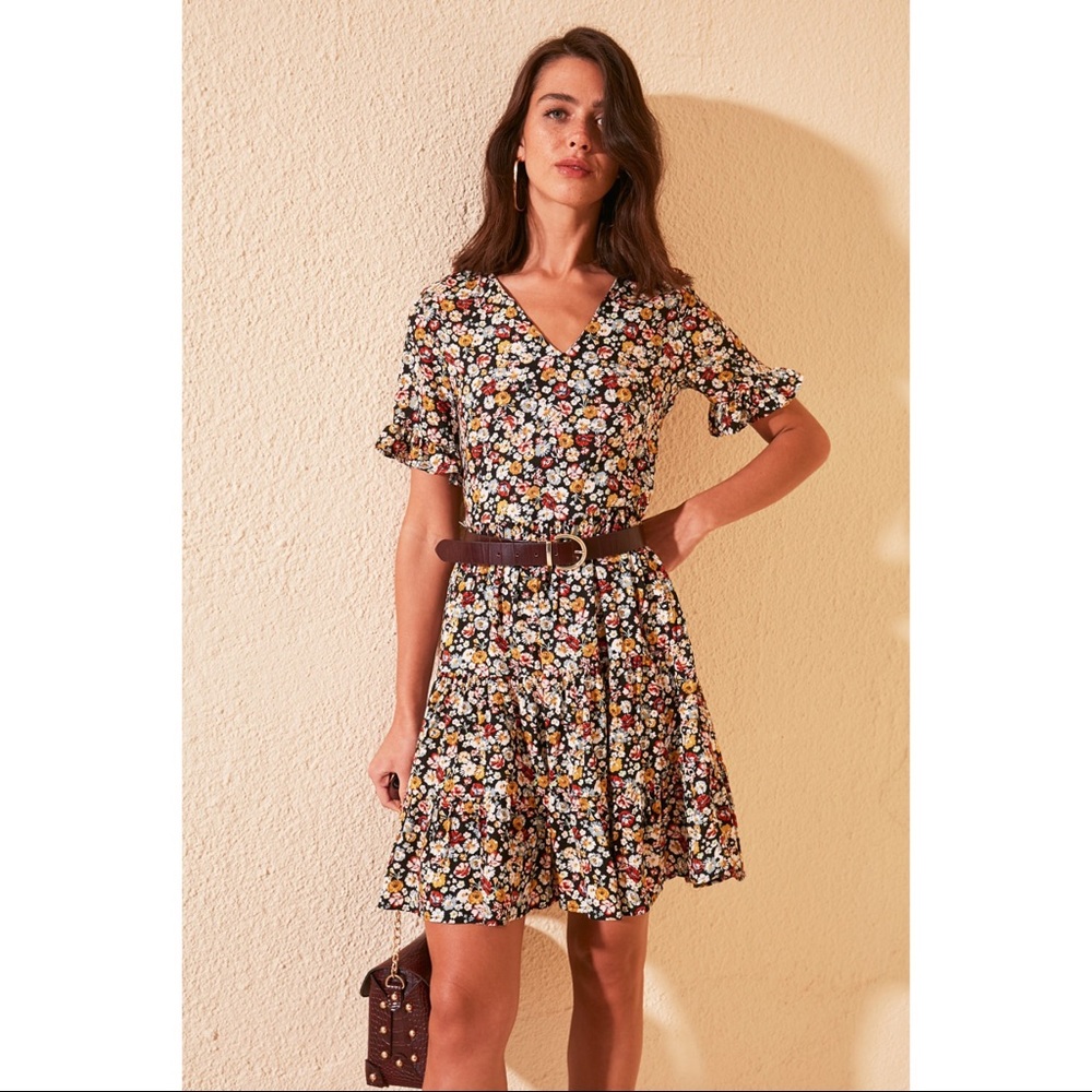 Woman’s Fit and Flare Floral Mini Dress - Picture 3 of 5
